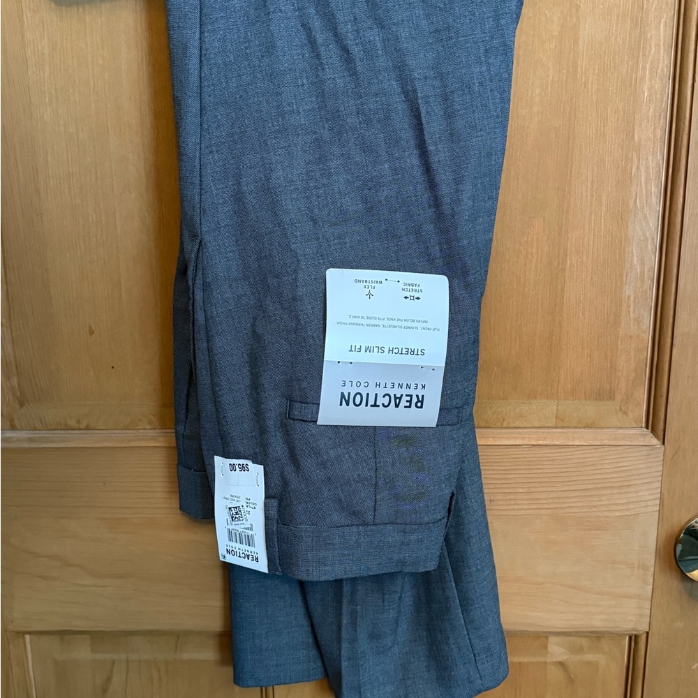 Kenneth Cole Reaction Gray Men's Stretch Slim Dress Pants 32x30